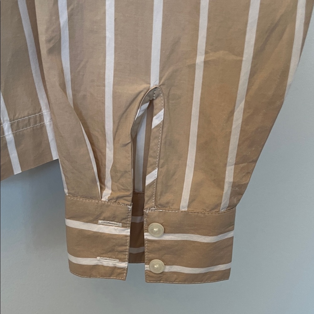 LOFT Women's Tan and White Striped Blouse - Picture 5 of 6